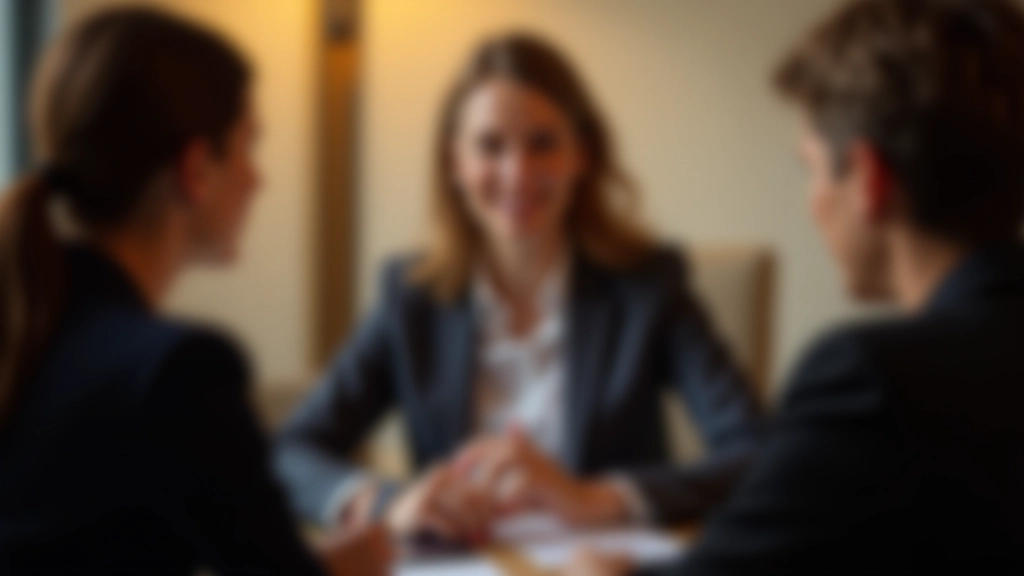 Twee personen met mediator tussen hen, open lichaamshouding en gesprek