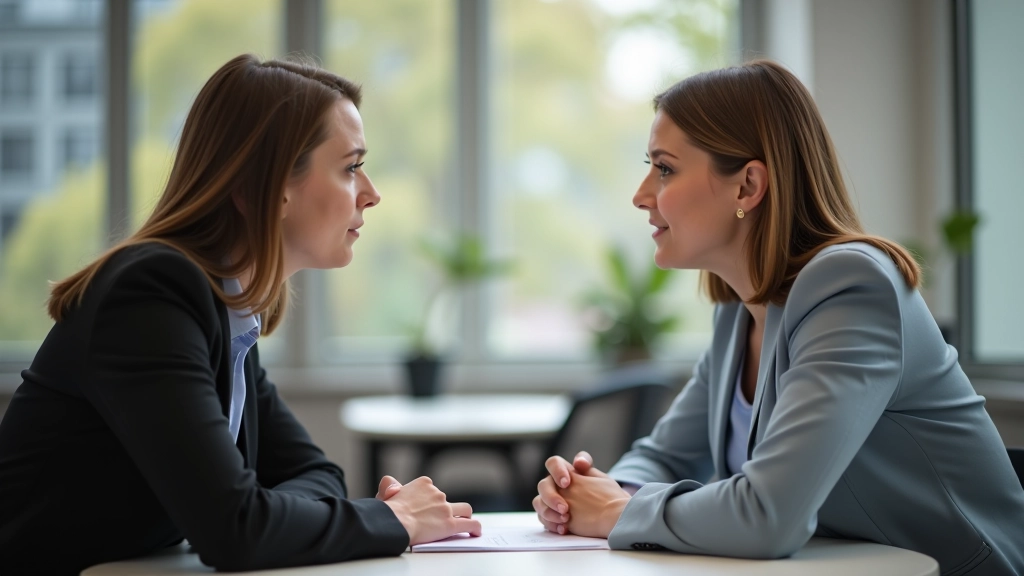 Twee personen in gesprek, gezicht naar gezicht, met aandachtige lichaamstaal en open houding