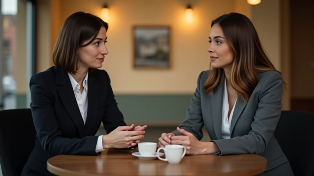 Twee professionals in gesprek bij koffie